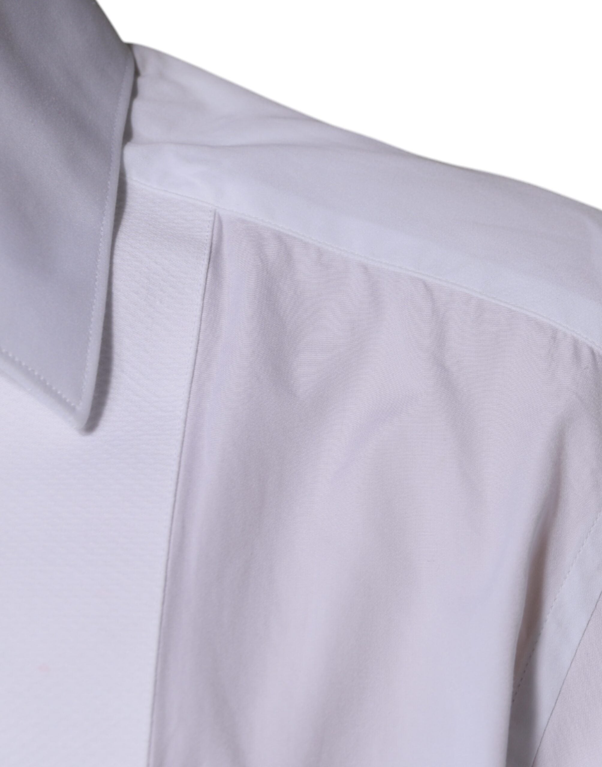 Dolce & Gabbana White Bib Cotton Poplin GOLD Men's Shirt